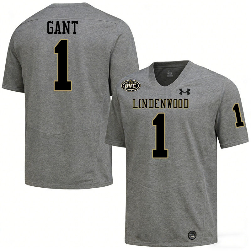 Lindenwood Lions #1 Eric Gant College Football Jerseys,Uniforms-Grey